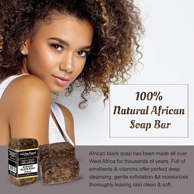 It's Pure Natural African Black Soap Bars Turmeric (Pack of 3) Organic Raw Soap for Face & Body Body Care Body Wash Acne