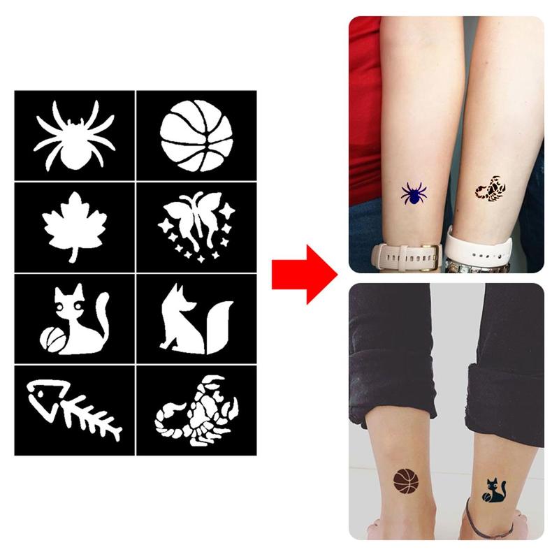 Temporary Tattoo Stencils Kit, 20pcs set Diverse Shapes and Designs for Stage, Music Festivals, Holiday Gifts, Body Art DIY Tool