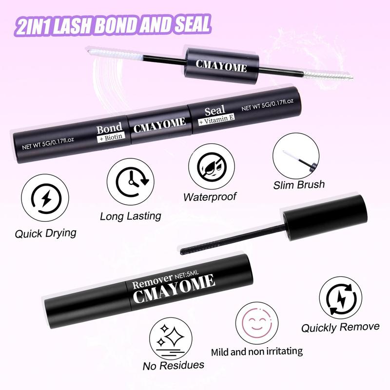 Segmented False Eyelashes Extension Kit, 270pcs box Curling Eye Lash with Lash Glue & Eyelash Brush & Eyelash Tweezers & Lash Remover, Summer Makeup, Christmas Gift