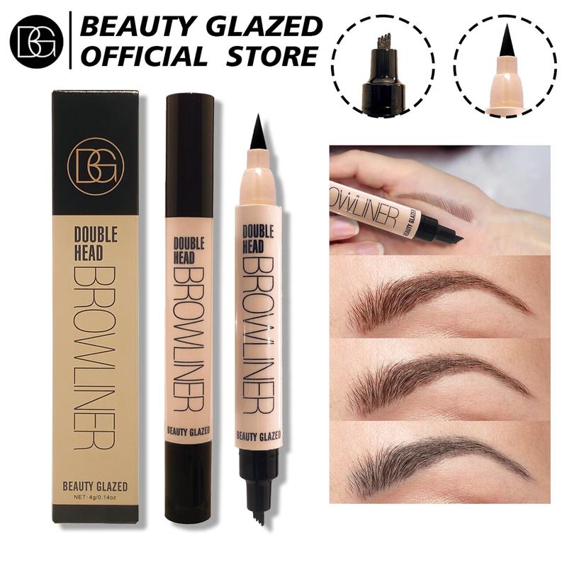 Beauty Glazed 2-in-1 Waterproof Eyebrow Pencil Sweatproof Natural Finish Beginner's Brow Pencil Instant Lift Brow Pencil, Double Sided, Precision, Fine Tip, Shape, Define, Fill in Brows, Contour, Groom, Gentle for Women Eyeliner Cosmetic