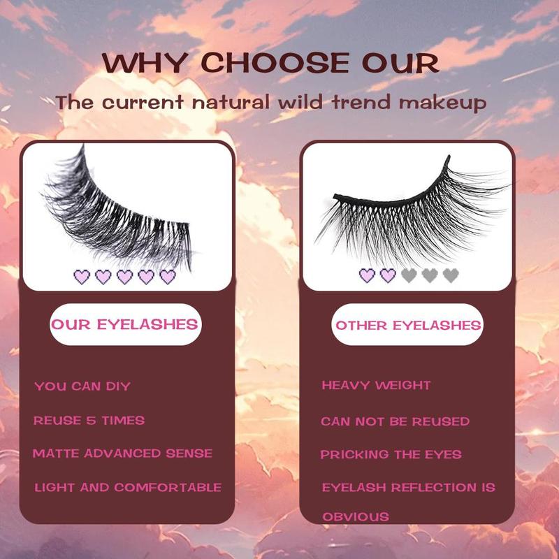 3D False Eyelashes, 1 Box 2 Boxes Natural Look Eyelash Extensions, Self Grafting Curl Eyelashes, Eye Makeup Enhancement False Eyelashes for Women