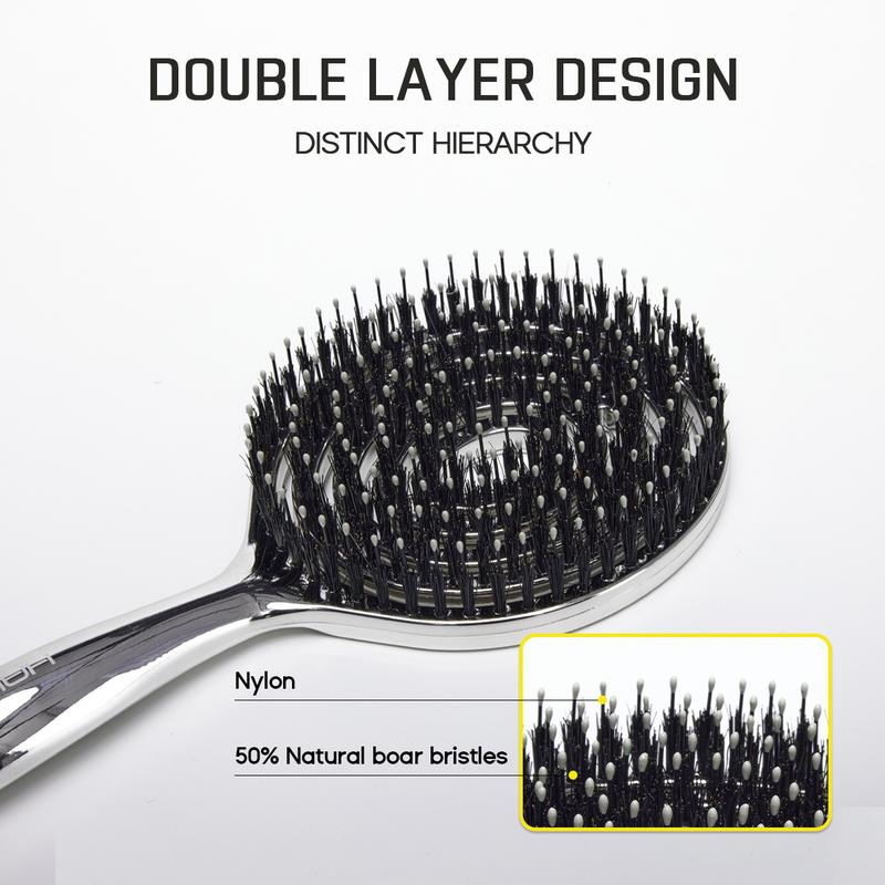 HALOVIDA Electroplated Hollow Round Bristle Brush - Anti-Static Massage Brush, Reduces Heat Damage, Ideal for Quick Drying and Voluminous Styling