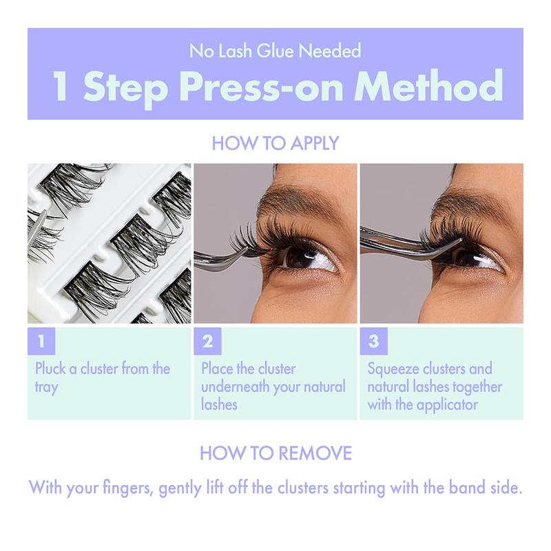 I-Envy Press&Go Self Adhesive Eyelashes Extension and Applicator Eyelashkit, Easy Application Press-On Makeup Lash Extensions, No Glue Press On False Eyelash Clusters, No Damage or Residue Cosmetic