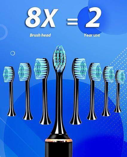 Electric Toothbrushes for Adults, 8 Brush Heads Electric Toothbrush with 37000 VPM Deep Clean 6 Modes 18 Gear, Rechargeable Toothbrushes Fast Charge