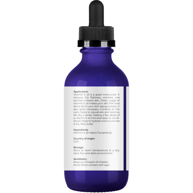 Vitamin E Oil - 2 Fl Oz | 42,000 IU | 100% Pure & Natural | for Face, Hair, Body, Skin Care, Stretch Marks, Nails, Cuticles, Scars | Food & Cosmetic Grade | Moisturizing Hexane Free…