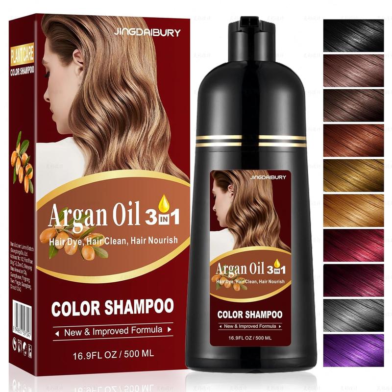 500ml Silver Gray Hair Dye Shampoo, 3-in-1 with Argan Oil, Quick and Long-Lasting Color, Salon-Quality for Men & Women, Herbal Haircare.