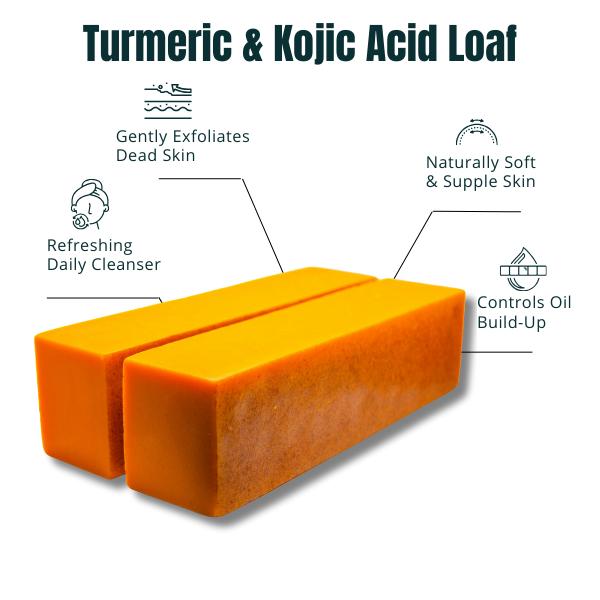 Ammoya Naturals Turmeric and Kojic Acid Loaf Soap for Body Wash and Body Care - Skin Repair - Comfort