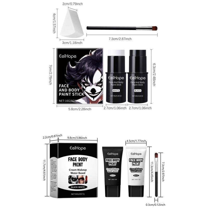 Festival Face Paint Set, 1 Set Long Lasting Face Paint Cream & Brush, Body Makeup Kit for Cosplay, Costume Party, Makeup Accessories