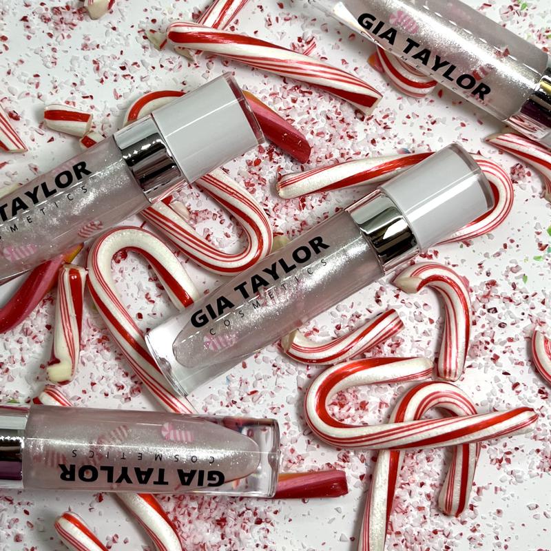 MERRY & BRIGHT 3pc Gloss Set   3 Holiday Christmas Candy Sugar Shop Themed Lipgloss    Marshmallow Lipgloss   Cranberry Lipgloss   Candy Cane Lipgloss   vegan cruelty-free smooth moisturizing non-sticky lipgloss. lipbundles