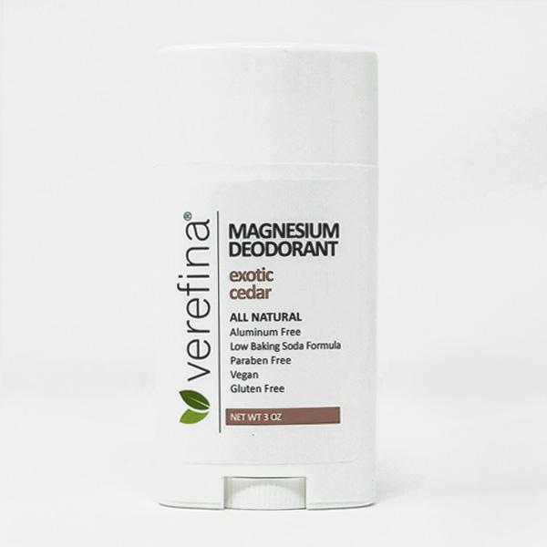 Exotic Cedar Magnesium Deodorant by Verefina – Aluminum-Free, Vegan, for Sensitive Skin with Shea, Cocoa Butter and Coconut Oil