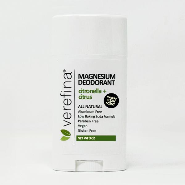 Citronella + Citrus  Magnesium Deodorant by Verefina   Aluminium Free, Vegan, for Sensitive Skin with Shea, Cocoa Butter and Coconut Oil