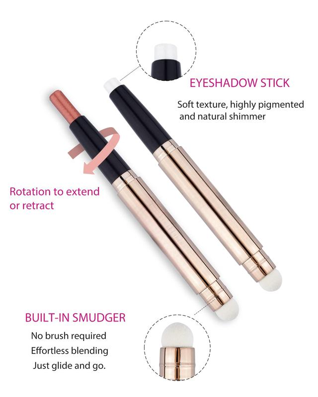 3 Pack Eye Shadow Stick Cosmetics Eye Highlighter Stick Waterproof Eye Shadow Crayon Pencil with Soft Blending Stick, Glitter Eye Shadow Pencil Set for Eye Makeup (#1#2#3)