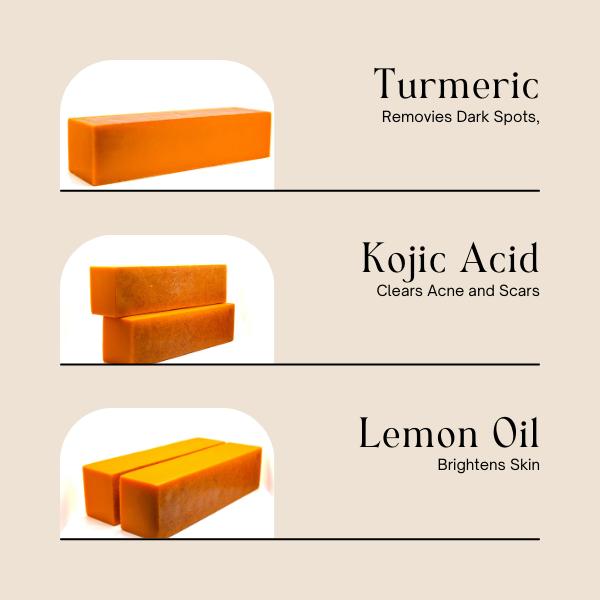 Ammoya Naturals Turmeric and Kojic Acid Loaf Soap for Body Wash and Body Care - Skin Repair - Comfort