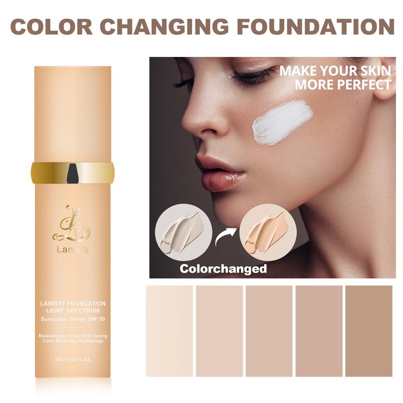 Lanisty  4 in 1 Foundation  Hydration Spf50+ Full Coverage Smart Shade Adjusting Gentle Matte Formula for ALL Skin Concealer Flawless