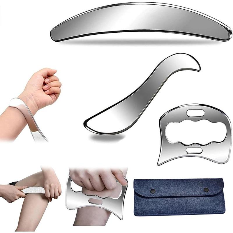 Stainless Steel Manual Massage Tool Set, 3 Counts set Durable Muscle Scraper for Physical, Scraping Massage Tools for Enhancing Muscle Recovery