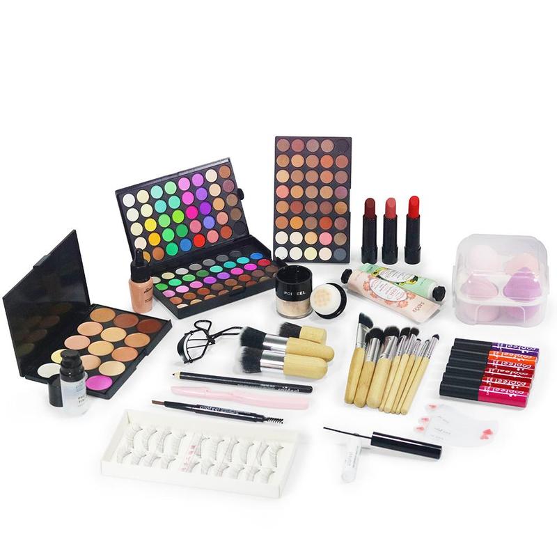 Makeup Set, 1 Set Including Eyeshadow, Eyelash Curlers, Eyebrow Pencils, Hand Cream, Lipstick, Eyeliner, Makeup Pads, Puffs, Makeup Brushes, Eyebrow Stencils,For Mother's Day Makeup Sets Christmas Gifts