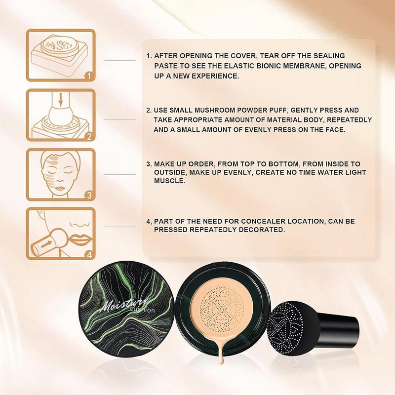 Air Cushion CC Cream - BB Cream Face Makeup Foundation for Mature Skin Moisturizing Concealer Brightening Long-lasting Even Skin Tone Suitable for All Skin Types Natural Color