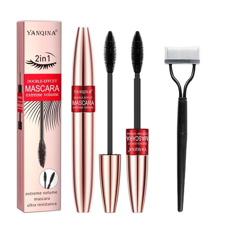 Double-head Long Lasting Mascara Eyelash Comb Kit, 1 Set Eyelashes Lengthening Curling Mascara Stick, Professional Enhancement Makeup Product