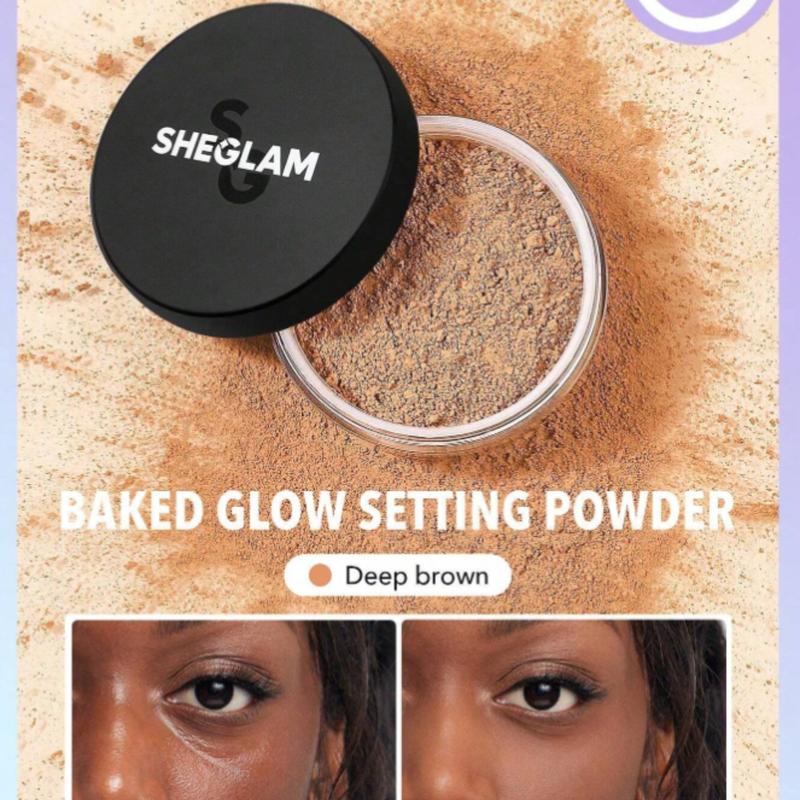 SHEGLAM Baked Glow Setting Powder-Chocolate, Translucent Pore-less Flawless Smooths Fine Lines Glowy Powder - Makeup, Cosmetic