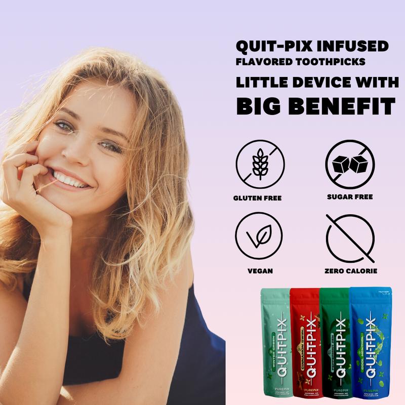 PurePix Quitpix Flavored Toothpick Pack Of 40 Toothpicks Longer and Thicker  Flavored Toothpick Quit Smoking Aromatherapy To Help You Kick The Habit And Quench The Cravings MADE IN THE USA MADE IN THE USA Oral Dental Floss