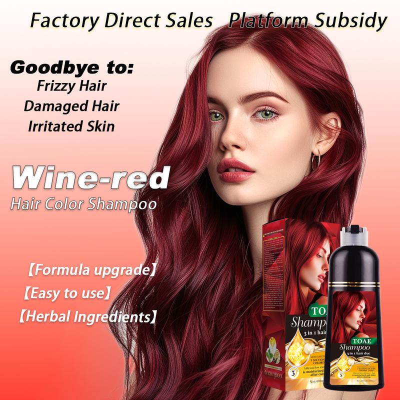 Wine-red &Brown&Black Hair Color Shampoo for Gray Hair Instant Hair Dye Shampoo for Men & Women-3 in 1 Color Shampoo for Dark Hair-Colors in Minutes-Long Lasting-Safe & Easy to Use. Haircare Salon Bowl Dark Brown