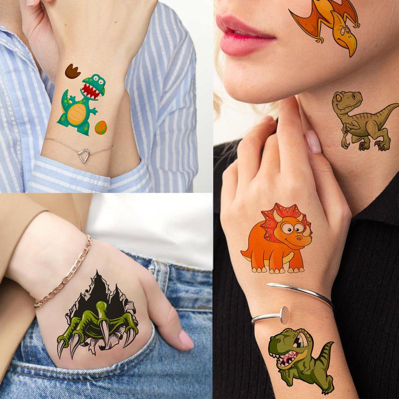 Cartoon Dinosaur Pattern Temporary Tattoo Sticker, 50pcs set Colorful Fake Tattoo Sticker, Body Art Decoration for Men & Women