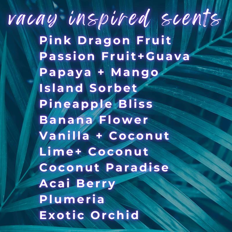 Paradise Glow Body Oil Sample Set -12 Pack Tropical, Coconut, Vanilla, Floral & Fruity Vacation Inspired Scents