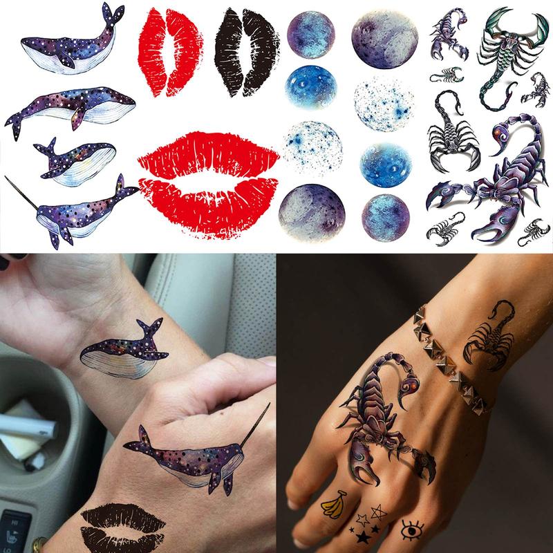 Mixed Style Pattern Temporary Tattoo Sticker (15pcs set), Waterproof Fake Tattoo Sticker, Body Art Sticker For Men & Women