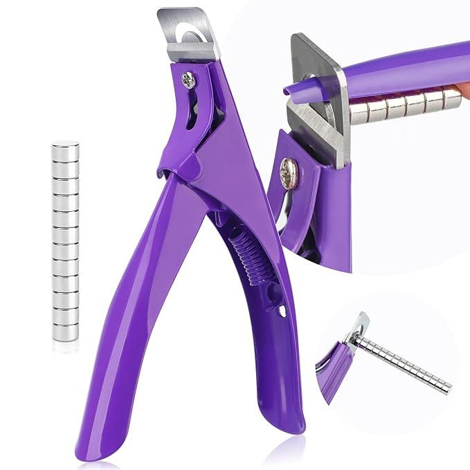 SAVILAND Acrylic Nail Clippers with Magnets: Purple Nail Clipper for Acrylic Nails Cutter with Sizer Magnets 15PCS Sharp Professional Fake Nails Stainless Nail Trimmer Manicure Tool Women Salon Home 3 d