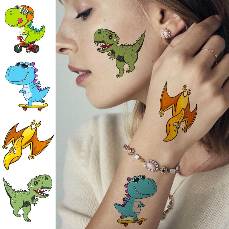 Cartoon Dinosaur Pattern Temporary Tattoo Sticker, 50pcs set Colorful Fake Tattoo Sticker, Body Art Decoration for Men & Women