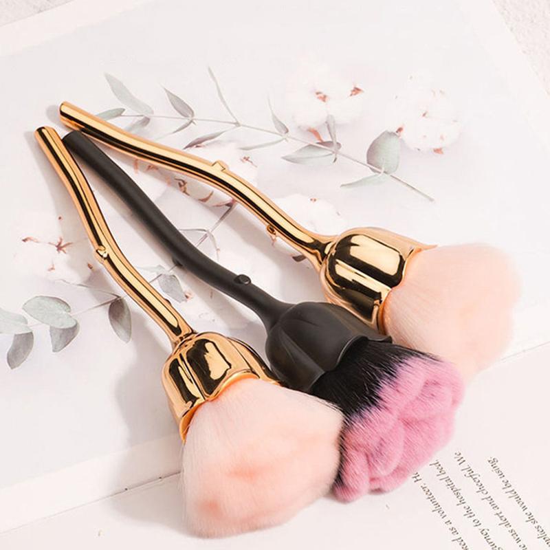 Rose Flower Fluffy Blush Brush Hair Loose Powder Brush Nail Dust Cleaning Manicure Professional Soft Pedicure Makeup Tool Beauty