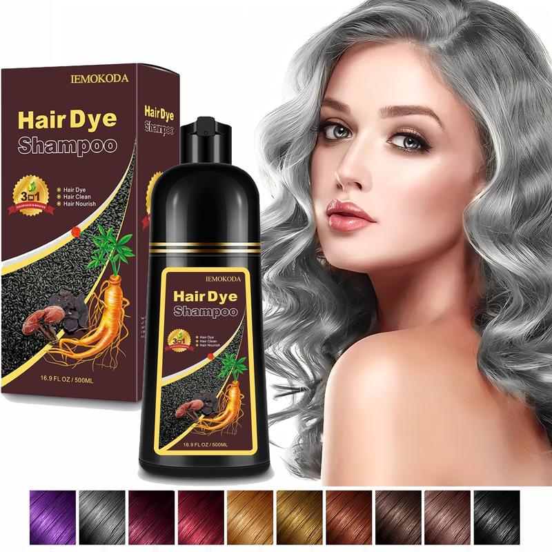 500ml Unisex Herbal Hair Color Shampoo - Instant 3-in-1 Formula for 99.99% White Hair Coverage, Multi-Color Options, Nourishing Plant Ingredients, Perfect Summer Gift for Hair Care Haircare