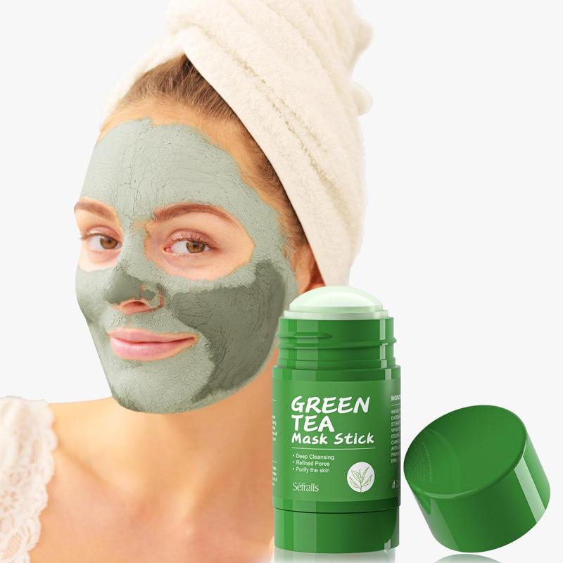 Portable Comfort Green Tea Mask Stick, Face Moisturizing Oil Controlling Soothing Mask, Deep Cleansing Pore, Removing Blackhead & Acne Facial Mask Stick, Skincare Product