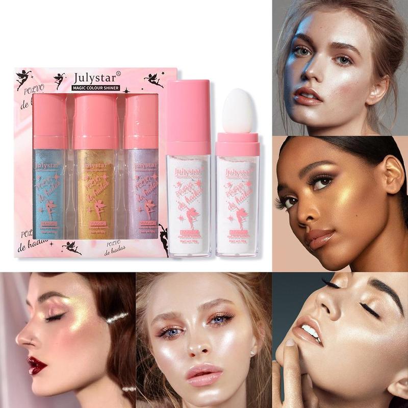 Highlighter Pen, Summer Long Lasting Pearly Makeup Powder for Face & Body, Glitter Blush with Sponge Tip, highlighter makeup, Facial Cosmetic, Preppy Makeup Products, Cosmetic Products, Makeup Set, Christmas Gift