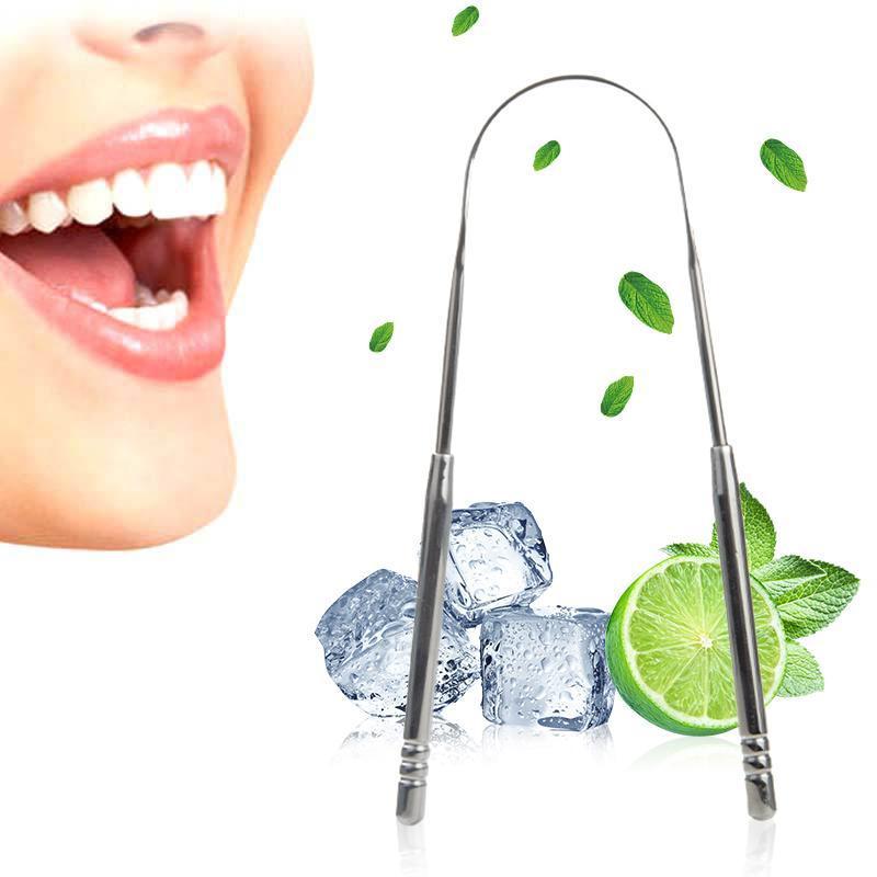 Stainless Steel Tongue Scraper, Professional Oral Care Products for Improve Bad Breath & Fresh Breath, Tongue Cleaning Brush