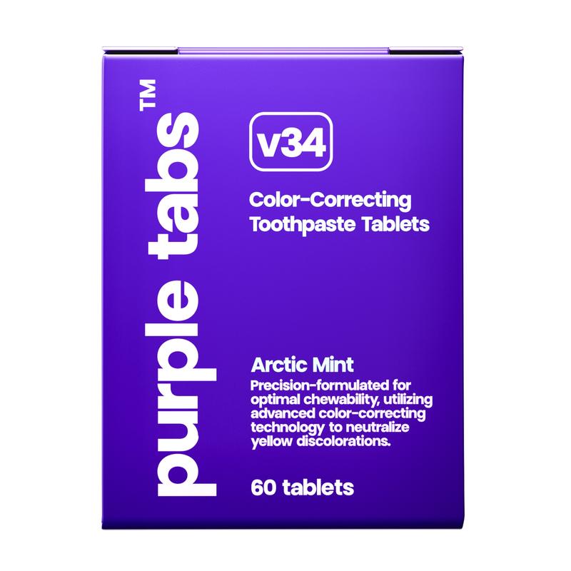 Purple Tabs Color-Correcting Toothpaste Tablets Oral Hygiene Teeth-Whitening Chewable Fresh Breath Radiant Nobs Brightening Cleansing Brighten Brush