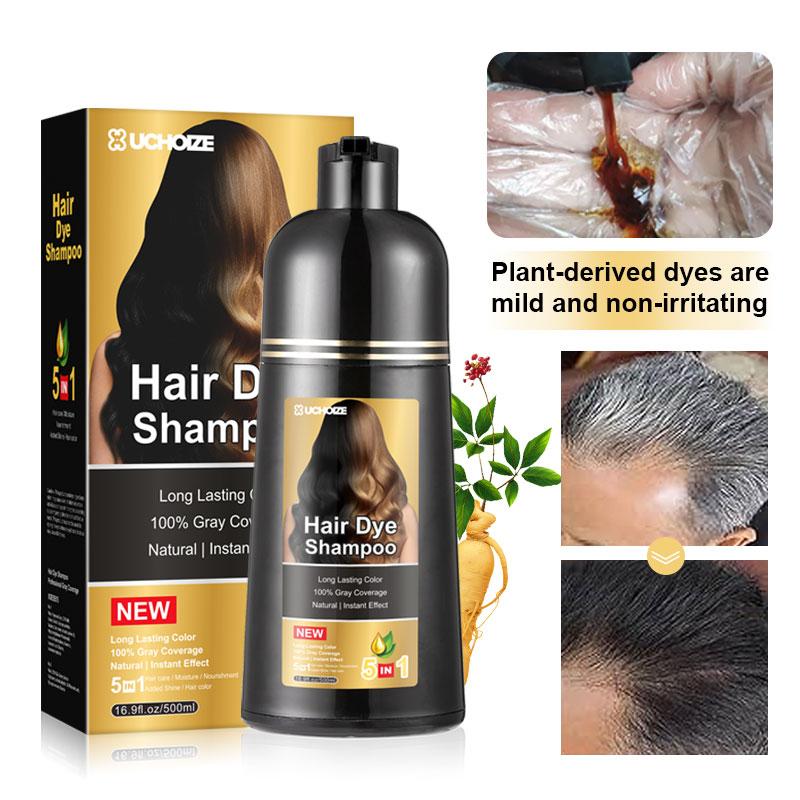 UCHOIZE Hair Dye Shampoo, New Fast-Acting 5-in-1 + 99.99% Gray Hair Coverage - Plant Extracts - Available in Multiple Colors, Change Color, Hair Moisturizing Treatment, Increase Shine, Treatment