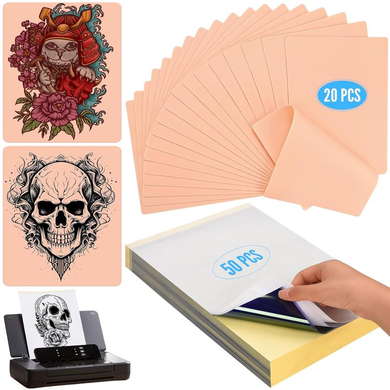 70 count   Practice Kit, Include 20 count  Practice  & 50 count  Transfer Paper, for Beginners   Tattooing (7.5 * 5.8 11.6 * 8.2 IN)