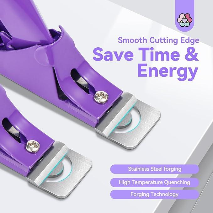 SAVILAND Acrylic Nail Clippers with Magnets: Purple Nail Clipper for Acrylic Nails Cutter with Sizer Magnets 15PCS Sharp Professional Fake Nails Stainless Nail Trimmer Manicure Tool Women Salon Home 3 d