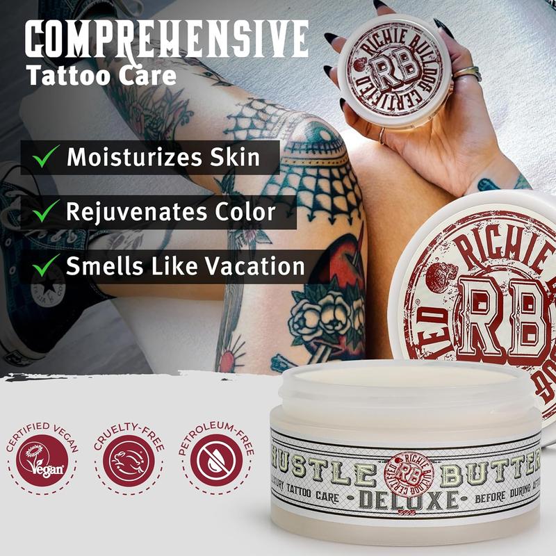 Tattoo Aftercare 5oz Tattoo Balm, Heals + Protects New Tattoos and Rejuvenates Older Tattoos - 100% Vegan Cream No-Petroleum Color Luxury