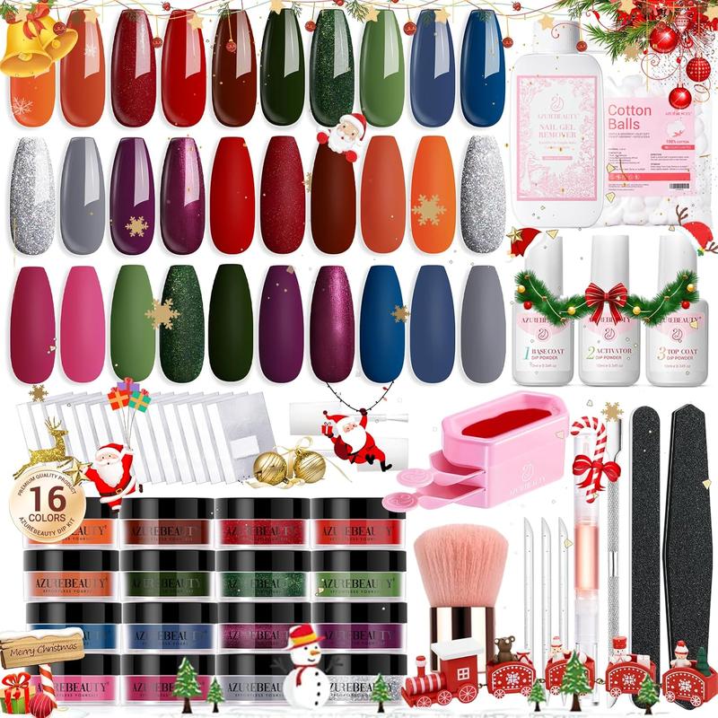 AZUREBEAUTY 16Colors Dip Powder & Nail Remover Kit, 24Colors Dip Powder & Nail Drill Kit, Nail Soaking Bowl, Nail Care, Christmas Gift Kit, Begginer Friendly, No UV Lamp Needed, E-file Nail Drill for Nail Pre Nail Removal, Nail Kit for Beginners