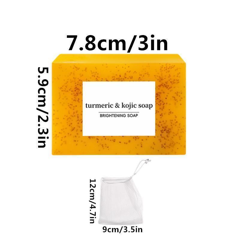 Turmeric & Kojic Acid Brightening Soap, Kojic Acid Soap, Soap Body Care Body Wash Lemon Flawless Organic Skin Care Cleansing Skin Repair Comfort  with Soap Saver Bags Cleanser