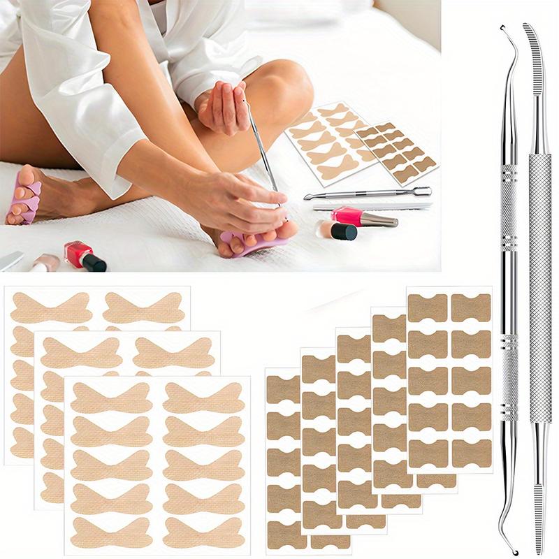 Ingrown Toenail Corrector Patch Set with 2 Pedicure Tools, 50Pcs Breathable Corrector Patch, 30Pcs Ingrown Toenail Strips