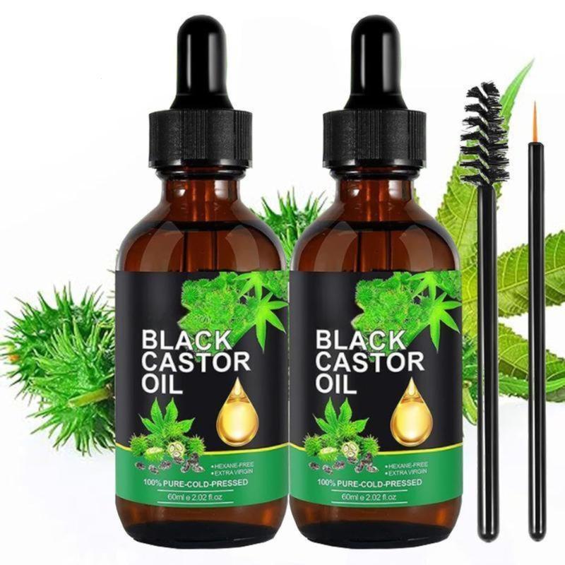 60ml Organic Jamaican Black Castor Oil – Cold Pressed in Glass Bottles for Hair, Skin, Face, Eyelashes, and Eyebrows – Pure Body Massage Oil