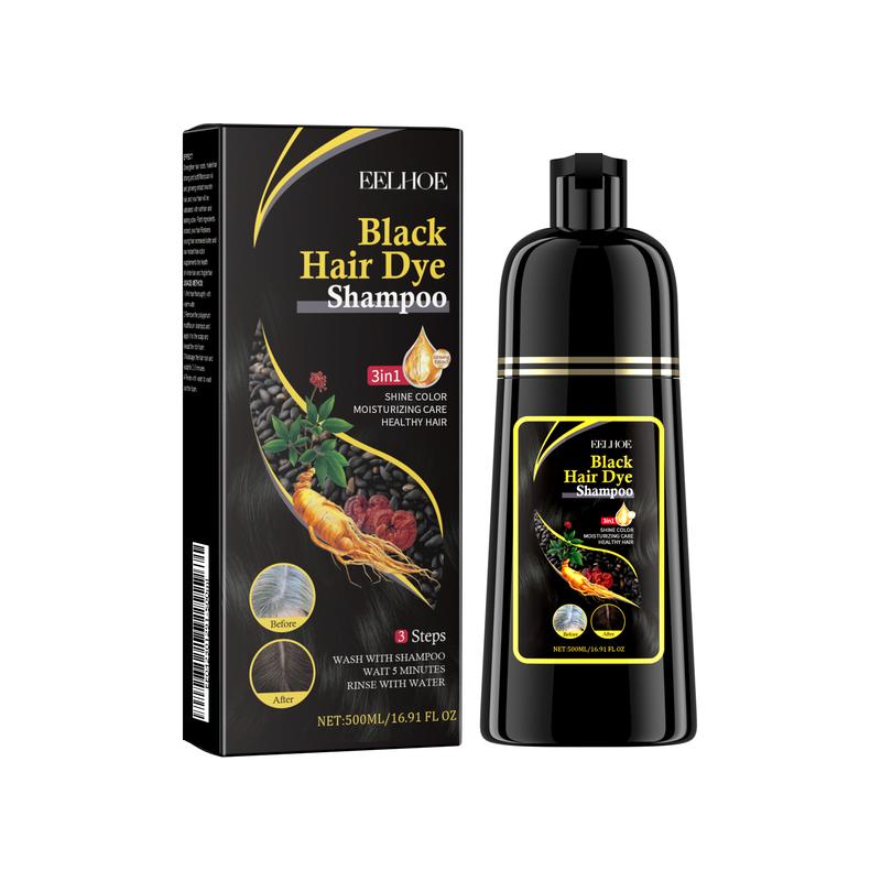 EELHOE Hair Dye Shampoo 3 in 1 for Gray Hair, Herbal Ingredients Shampoo Black Hair Dye for Women Men, Grey Coverage Shampoo shampoo-black hair