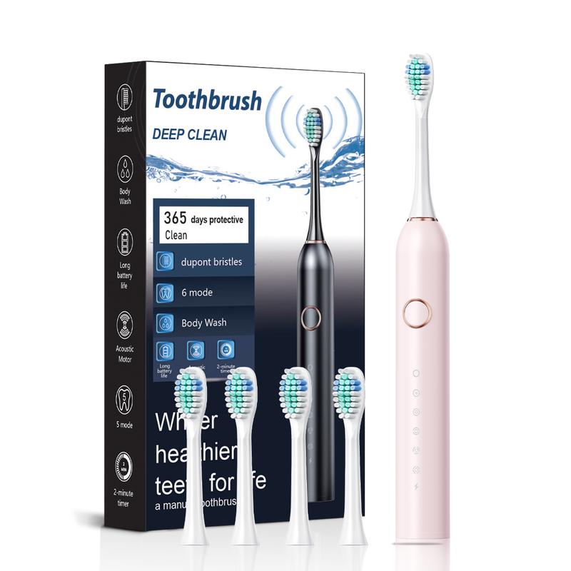 Adult Electric Toothbrush,Electric Toothbrushes,Rechargeable 40000 VPM 6 Modes 2-Minute Smart Timer Fast Charge Lasts 180 Days Toothbrush For Adults(Pink)