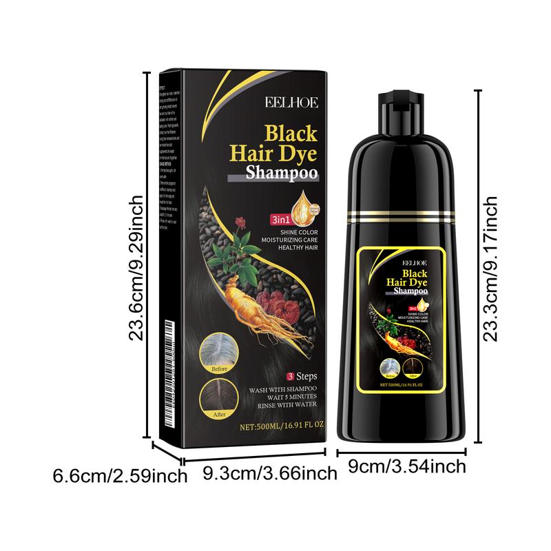 EELHOE Hair Dye Shampoo 3 in 1 for Gray Hair, Herbal Ingredients Shampoo Black Hair Dye for Women Men, Grey Coverage Shampoo shampoo-black hair