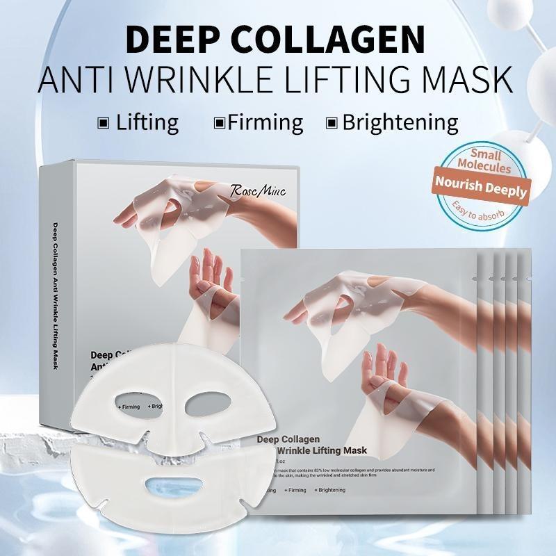 Value Pack, Deep Collagen Power Boosting Mask, -5pcs box Moisturizing,Wash Free Collagen Firming Lifting Mask, moisturize and repair skin for elasticity, firming, moisturizing, Overnight Firming Lifting Brightening, Deep Collagen Face Mask Christmas Gift