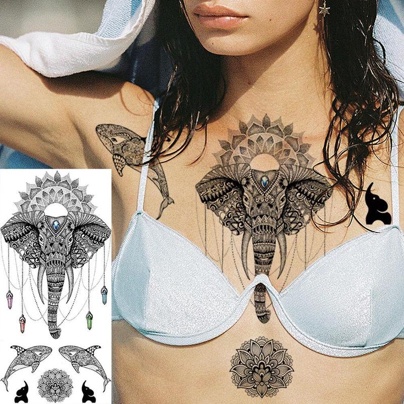 Vintage Lotus & Dreamcatcher Pattern Temporary Tattoo Sticker, 10pcs set Fake Tattoo Sticker, Body Art Decoration for Women & Girls