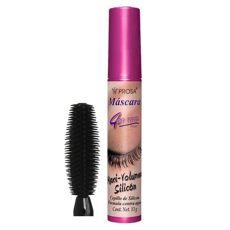 PROSA Maxi Volume Silicone Mascara - Water Resistant Formula - Magnifying Brush - Made in Mexico - Jojoba & Aloe Vera